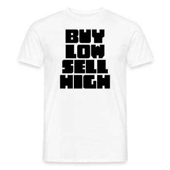 Acheter Low Sell High Funny Trading Investisseur Crypto - T-shirt homme - blanc - Devant - AI Model Male 178 dark (178cm)