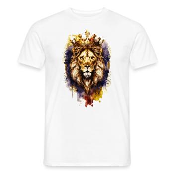 Löwe mit Krone Aquarell König Tier Afrika Poster - Männer T-Shirt - Weiß - Vorne - AI Model Male 178 dark (178cm)