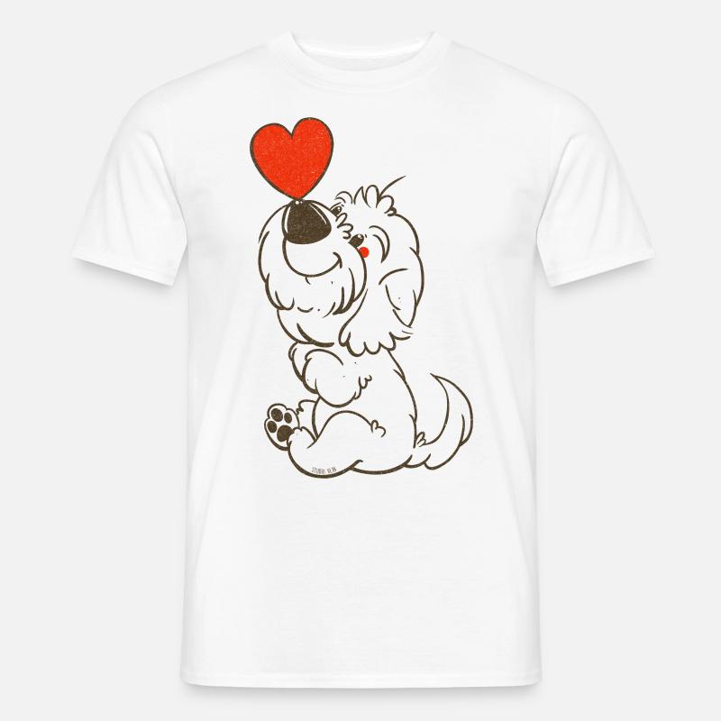 cockapoo Thor mit herzbrauner Strichzeichnung - Männer T-Shirt - Weiß