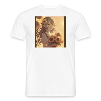 Anime Girl Anime Girl Waifu Otaku Sunflowers - T-shirt homme - blanc - Devant - AI Model Male 178 dark (178cm)