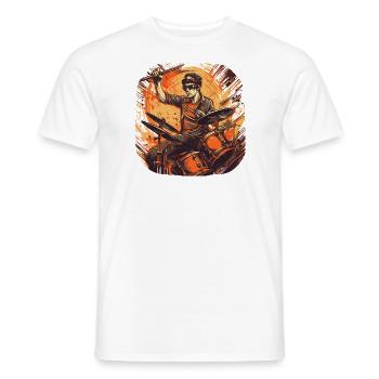 Drummer orange - Männer T-Shirt - Weiß - Vorne - AI Model Male 178 dark (178cm)