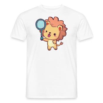 Tennis spielender Löwe - Männer T-Shirt - Weiß - Vorne - AI Model Male 178 dark (178cm)