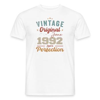 June 1992 Aged to Perfection June 1992 vintage - Men's T-Shirt - white - Front - AI Model Male 178 dark (178cm)