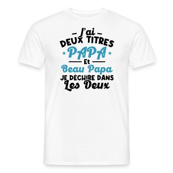 J'ai deux titres papa et beau papa - T-shirt homme - blanc - Devant - AI Model Male 178 dark (178cm)