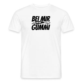 Bei mir nur mit Gummi - Lustiges Gummifisch - Männer T-Shirt - Weiß - Vorne - AI Model Male 178 dark (178cm)