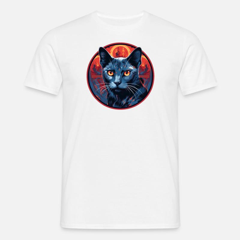 Russisk blå kat - T-shirt til herrer - hvid