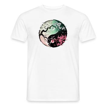 Sakura Yin Yang - T-shirt homme - blanc - Devant - AI Model Male 178 dark (178cm)