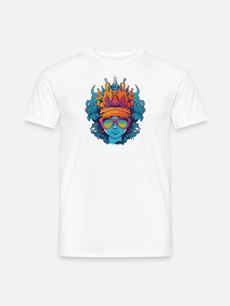 Frau Queen wilde Haare - Männer T-Shirt - Weiß