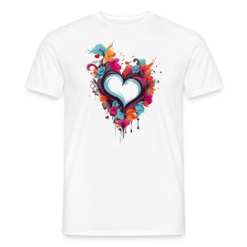 CŒURS DE LA SAINT-VALENTIN, POUR LES COUPLES ET LES AMOUREUX 2024 - T-shirt homme - blanc - Devant - AI Model Male 178 dark (178cm)