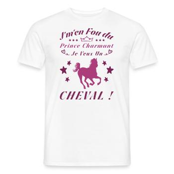 Je M'en Fous Du Prince Charmant Je Veux Un Cheval - T-shirt homme - blanc - Devant - AI Model Male 178 dark (178cm)
