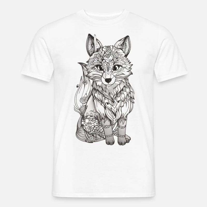 Fuchs Mandala T-Shirt Einzigartiges Design Natur - Männer T-Shirt - Weiß