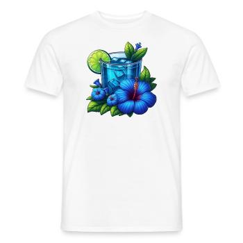 Blue Flower Hibiscus Tea - Men's T-Shirt - white - Front - AI Model Male 178 dark (178cm)