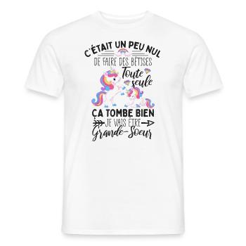 Zukunft Große Schwester Lustige Werbung Einhorn Unsinn - Männer T-Shirt - Weiß - Vorne - AI Model Male 178 dark (178cm)