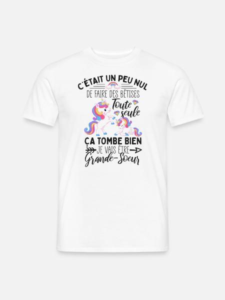 Future Grande Soeur Drôle Annonce Licorne Bêtises - T-shirt homme - blanc