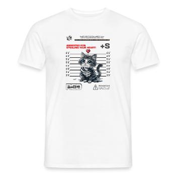Heart Stealing Kitty - Arrested for Cuteness - Men's T-Shirt - white - Front - AI Model Male 178 dark (178cm)