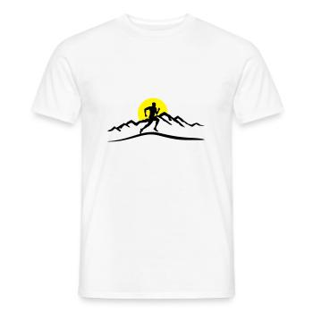Running, Runner & Mountains & Sun - Men's T-Shirt - white - Front - AI Model Male 178 dark (178cm)