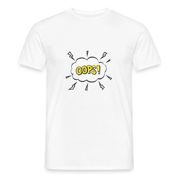 OOPS! Comic Bubble Cartoon Font - Men's T-Shirt - white - Front - AI Model Male 178 dark (178cm)
