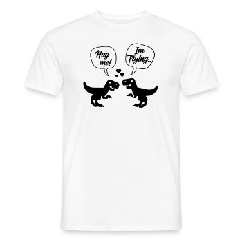 T-Rex Dinosaur Couple Hug Me - Valentine's Day - Men's T-Shirt - white - Front - AI Model Male 178 dark (178cm)