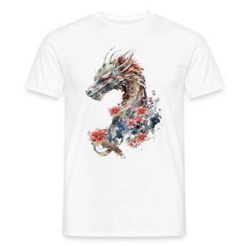 Japanischer Aquarell-Drache - Männer T-Shirt - Weiß - Vorne - AI Model Male 178 dark (178cm)