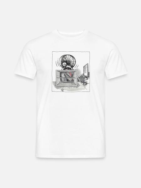Hamsterrad Büro Alltag - Männer T-Shirt - Weiß