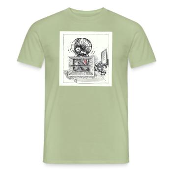 Hamsterrad Büro Alltag - Männer T-Shirt - Sage - Vorne - AI Model Male 178 light (178cm)