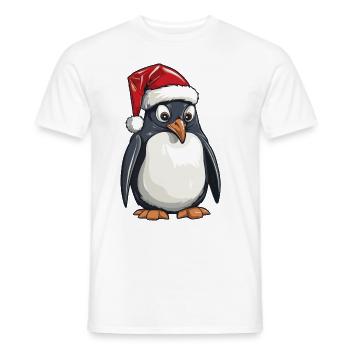 Pingouin Noël Animal Portrait Noël - T-shirt homme - blanc - Devant - AI Model Male 178 dark (178cm)