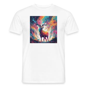 Buntes Hirschportrait - Männer T-Shirt - Weiß - Vorne - AI Model Male 178 dark (178cm)