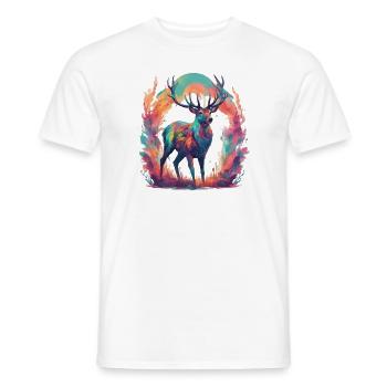 Buntes Hirschportrait - Männer T-Shirt - Weiß - Vorne - AI Model Male 178 dark (178cm)