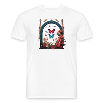 Fleurs et papillons - T-shirt homme - blanc - Devant - AI Model Male 178 dark (178cm)