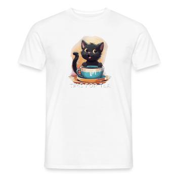 Katze mit Kaffee - Männer T-Shirt - Weiß - Vorne - AI Model Male 178 dark (178cm)