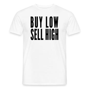 Buy Low Sell High Funny Stock Forex Trader - Men's T-Shirt - white - Front - AI Model Male 178 dark (178cm)