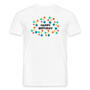HAPPY BIRTHDAY. HAPPY BIRTHDAY. ANNIVERSARY. - Men's T-Shirt - white - Front - AI Model Male 178 dark (178cm)