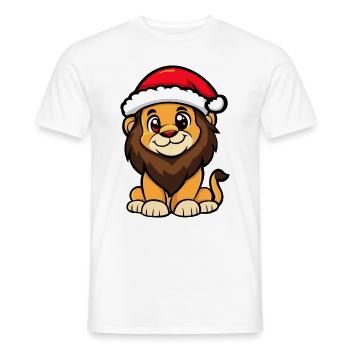 Lion Noël Mignon - T-shirt homme - blanc - Devant - AI Model Male 178 dark (178cm)