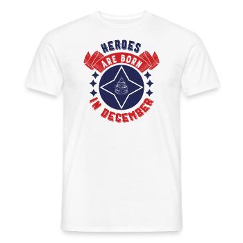 Les héros naissent en décembre - T-shirt homme - blanc - Devant - AI Model Male 178 dark (178cm)