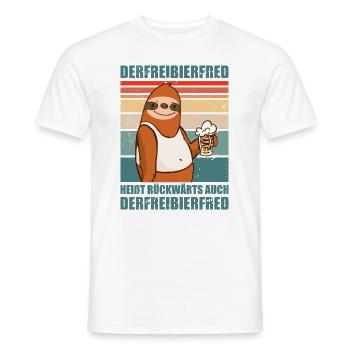 Faultier Spruch Bier Derfreibierfred Party Saufen - Männer T-Shirt - Weiß - Vorne - AI Model Male 178 dark (178cm)
