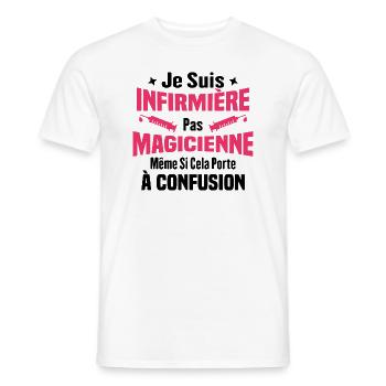 Je suis une infirmière pas magicienne - T-shirt homme - blanc - Devant - AI Model Male 178 dark (178cm)
