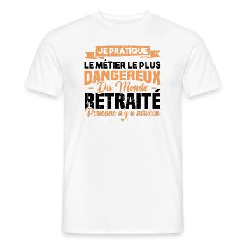 Le métier le plus dangereux du monde retraité - T-shirt homme - blanc - Devant - AI Model Male 178 dark (178cm)