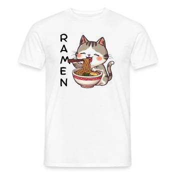 Ramen Cat - Men's T-Shirt - white - Front - AI Model Male 178 dark (178cm)