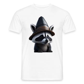 Raton laveur avec chapeau - T-shirt homme - blanc - Devant - AI Model Male 178 dark (178cm)