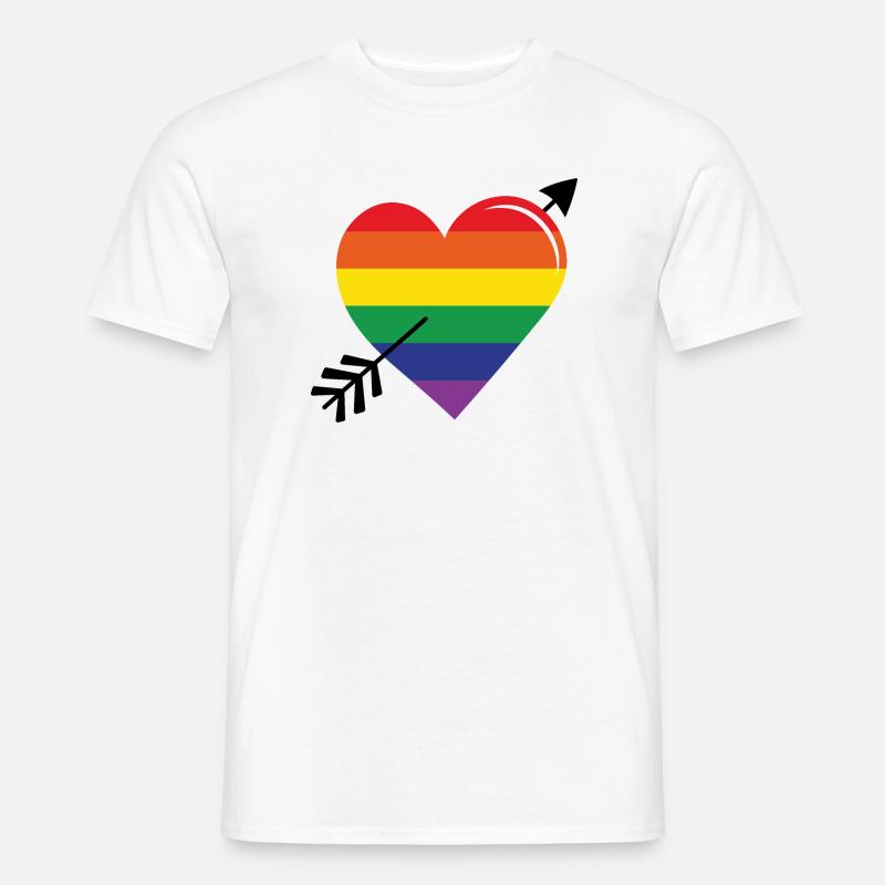 Pfeil Regenbogenherz Stolz - Männer T-Shirt - Weiß