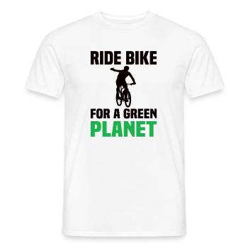 Ride Bike For A Green Planet - Men's T-Shirt - white - Front - AI Model Male 178 dark (178cm)