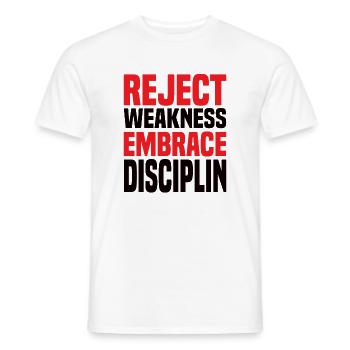 Reject Weakness Embrace Disciplin Sigma Male - Men's T-Shirt - white - Front - AI Model Male 178 dark (178cm)