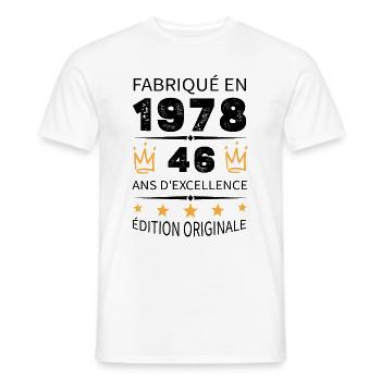Made in 1978 Born in 1978 46 Years Anniversary - Men's T-Shirt - white - Front - AI Model Male 178 dark (178cm)