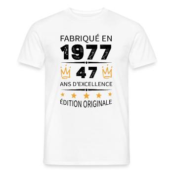 Baujahr 1977 Jahrgang 1977 47 Jahre Jubiläum - Männer T-Shirt - Weiß - Vorne - AI Model Male 178 dark (178cm)