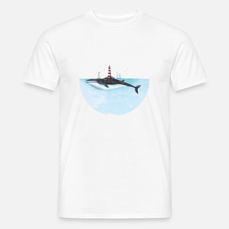 Leuchtturm-Wal - Männer T-Shirt - Weiß