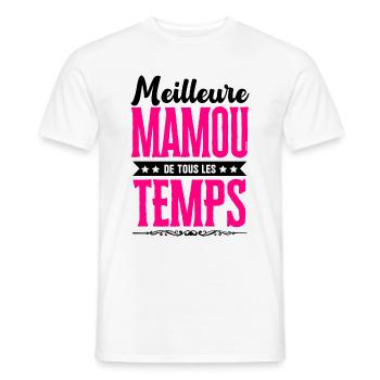 Meilleure Mamou de Tous les Temps - Rose/Noir - T-shirt homme - blanc - Devant - AI Model Male 178 dark (178cm)