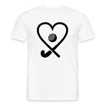 Hockey Fille Joueuse de hockey Filles Hockey sur gazon - T-shirt homme - blanc - Devant - AI Model Male 178 dark (178cm)