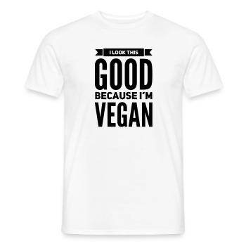 J’ai l’air si bien parce que je suis végétalien - T-shirt homme - blanc - Devant - AI Model Male 178 dark (178cm)