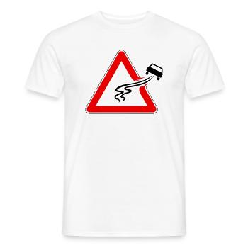 Traffic sign danger of slipping, slippery road - Men's T-Shirt - white - Front - AI Model Male 178 dark (178cm)