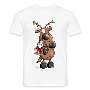 Reindeer câline Père Noël - T-shirt homme - blanc - Devant - AI Model Male 178 dark (178cm)